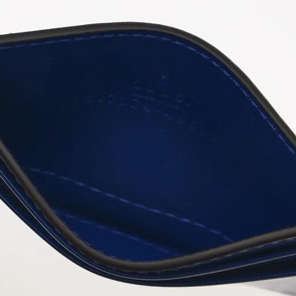 Gucci Embossed Logo Leather Card Case Metal Blue
