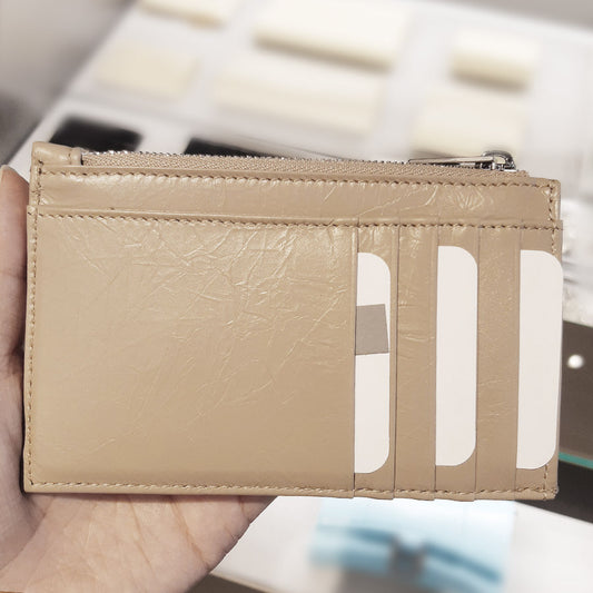 Balenciaga Crush B Logo Leather Coin Card Holder