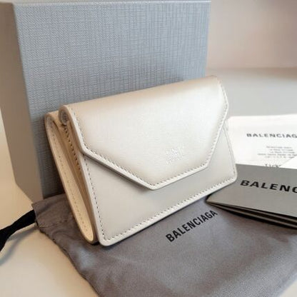 Balenciaga Envelope Logo Calf Leather Mini Wallet