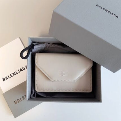 Balenciaga Envelope Logo Calf Leather Mini Wallet
