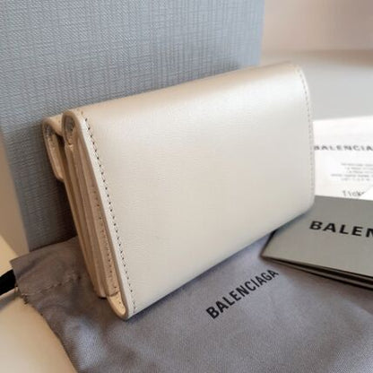 Balenciaga Envelope Logo Calf Leather Mini Wallet