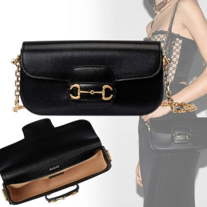 Gucci 1955 Horsebit Shoulder Bag Black 735178 1DB0G 1000