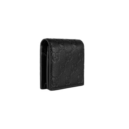 Gucci GG Emblem Leather Folding Wallet Black
