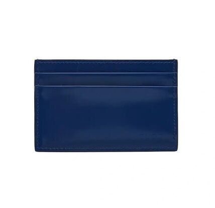 Gucci Embossed Logo Leather Card Case Metal Blue