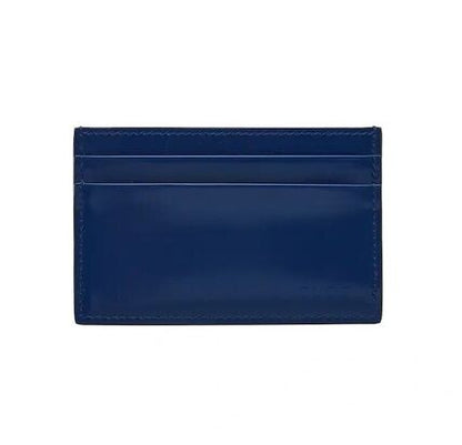 Gucci Embossed Logo Leather Card Case Metal Blue