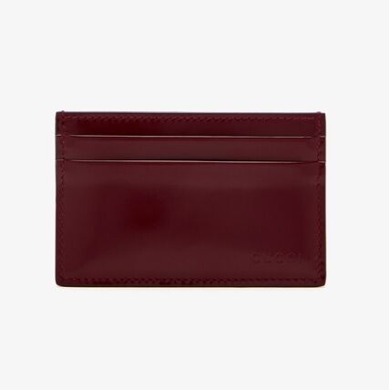 Gucci Embossed Logo Leather Card Case Metal Blue