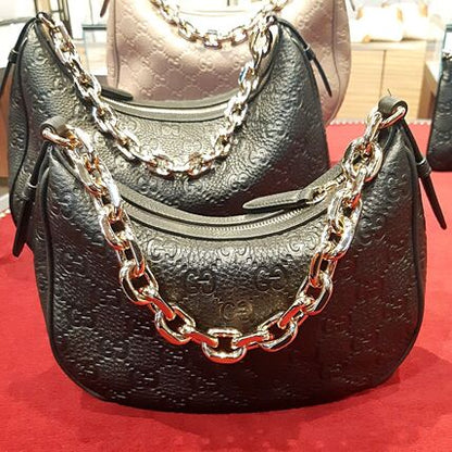 Gucci GG Emblem Medium Leather Shoulder Bag