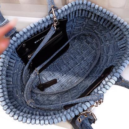 Balenciaga Bistro XS Denim Basket Bag