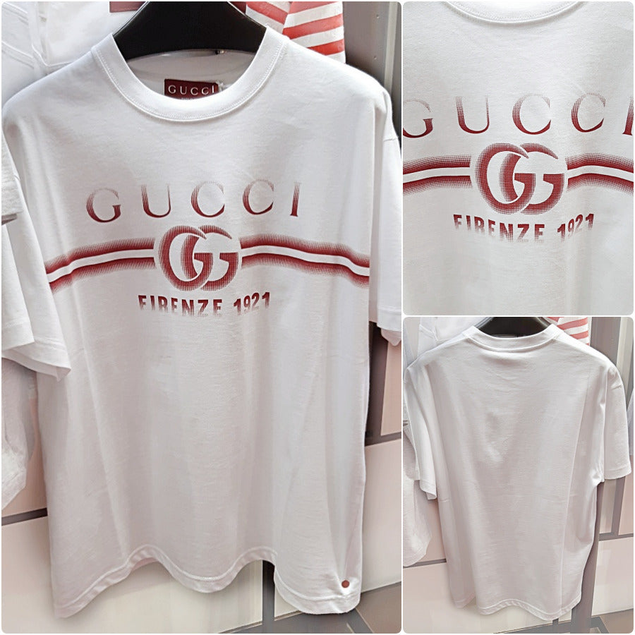 Gucci GG Firenze 1921 Cotton T-Shirt White/Red 785345 XJGKJ 9541
