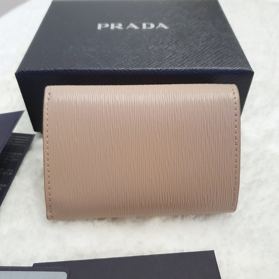 Prada Triangle Logo Calf Leather Folding Wallet
