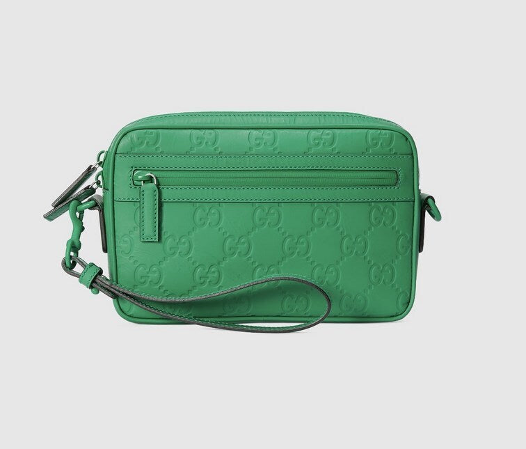 Gucci GG Rubber Effect Leather 3-Way Crossbody Bag Green