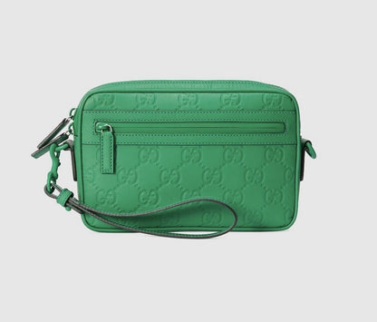 Gucci GG Rubber Effect Leather 3-Way Crossbody Bag Green