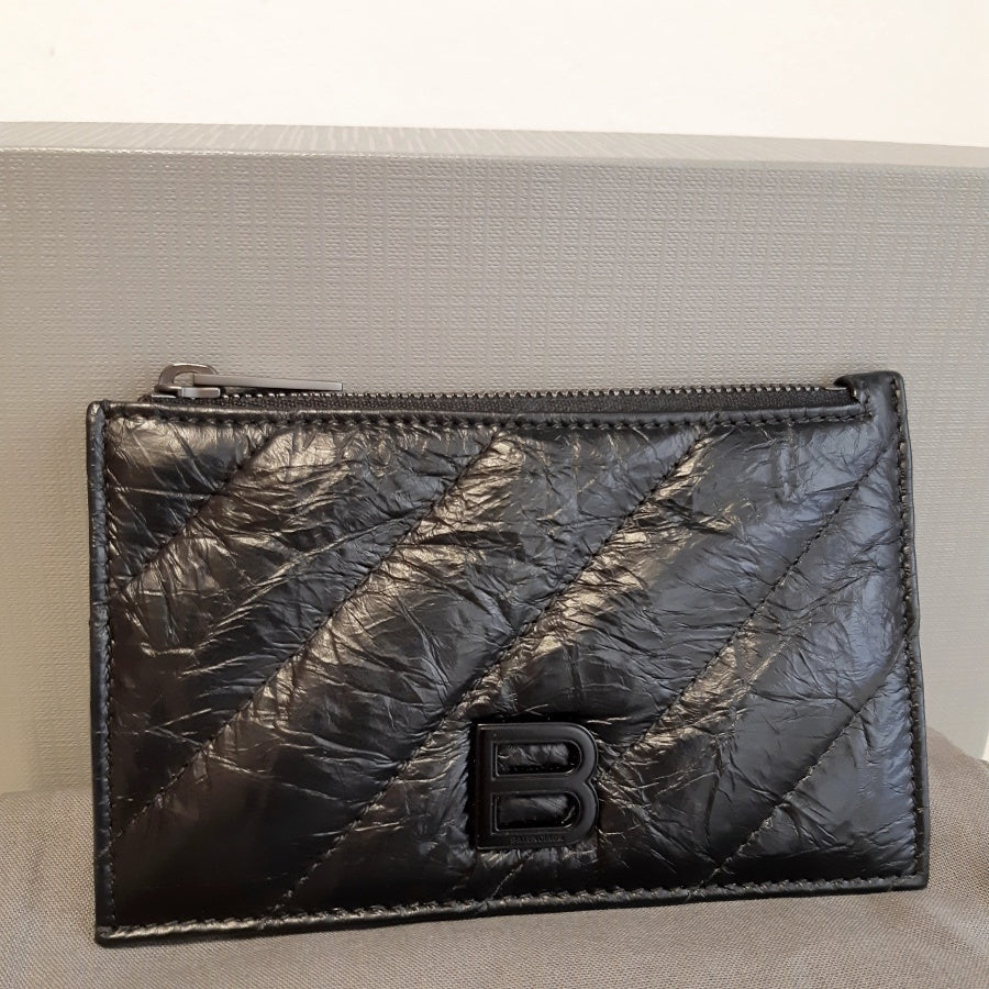 Balenciaga Crush B Logo Leather Coin Card Holder