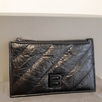 Balenciaga Crush B Logo Leather Coin Card Holder