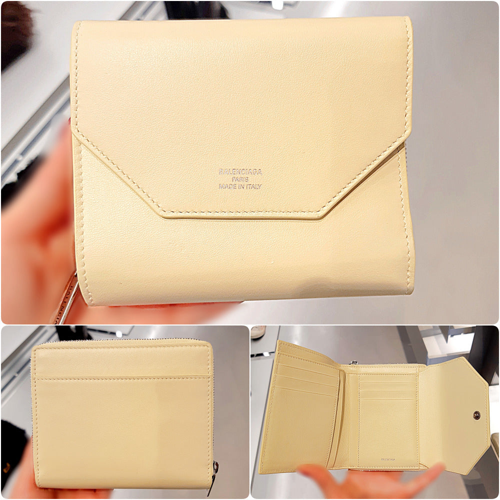 Balenciaga Envelope Logo Calf Leather Mini Wallet