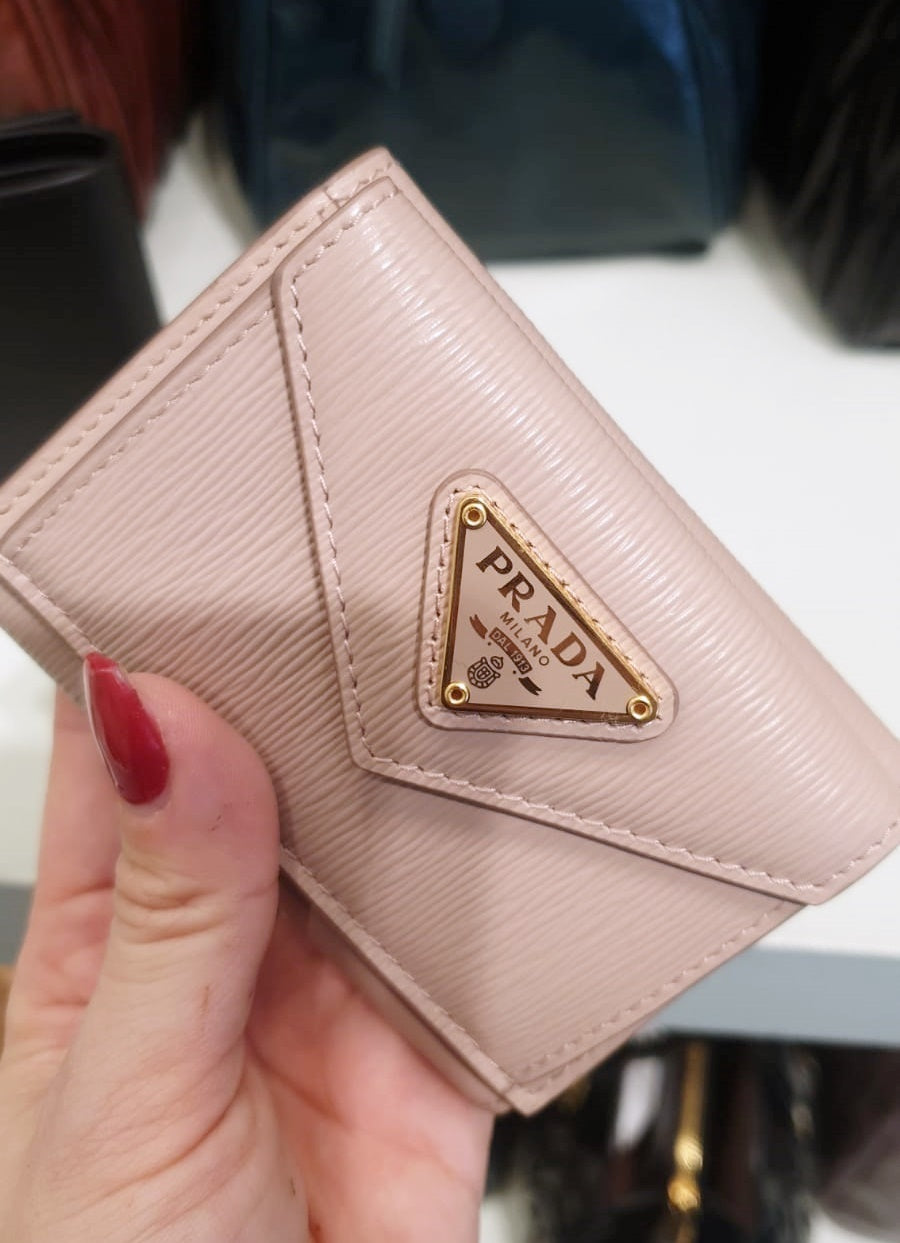 Prada Triangle Logo Calf Leather Folding Wallet