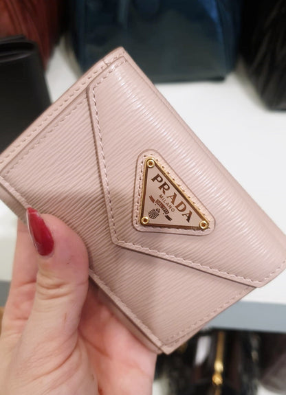 Prada Triangle Logo Calf Leather Folding Wallet