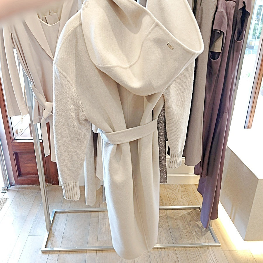 Herno Wool Blend Gown Hooded Coat