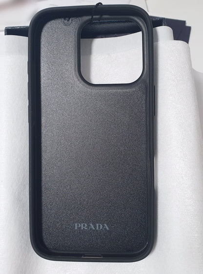 Prada Triangle Logo Saffiano Leather iPhone 16 Pro Case