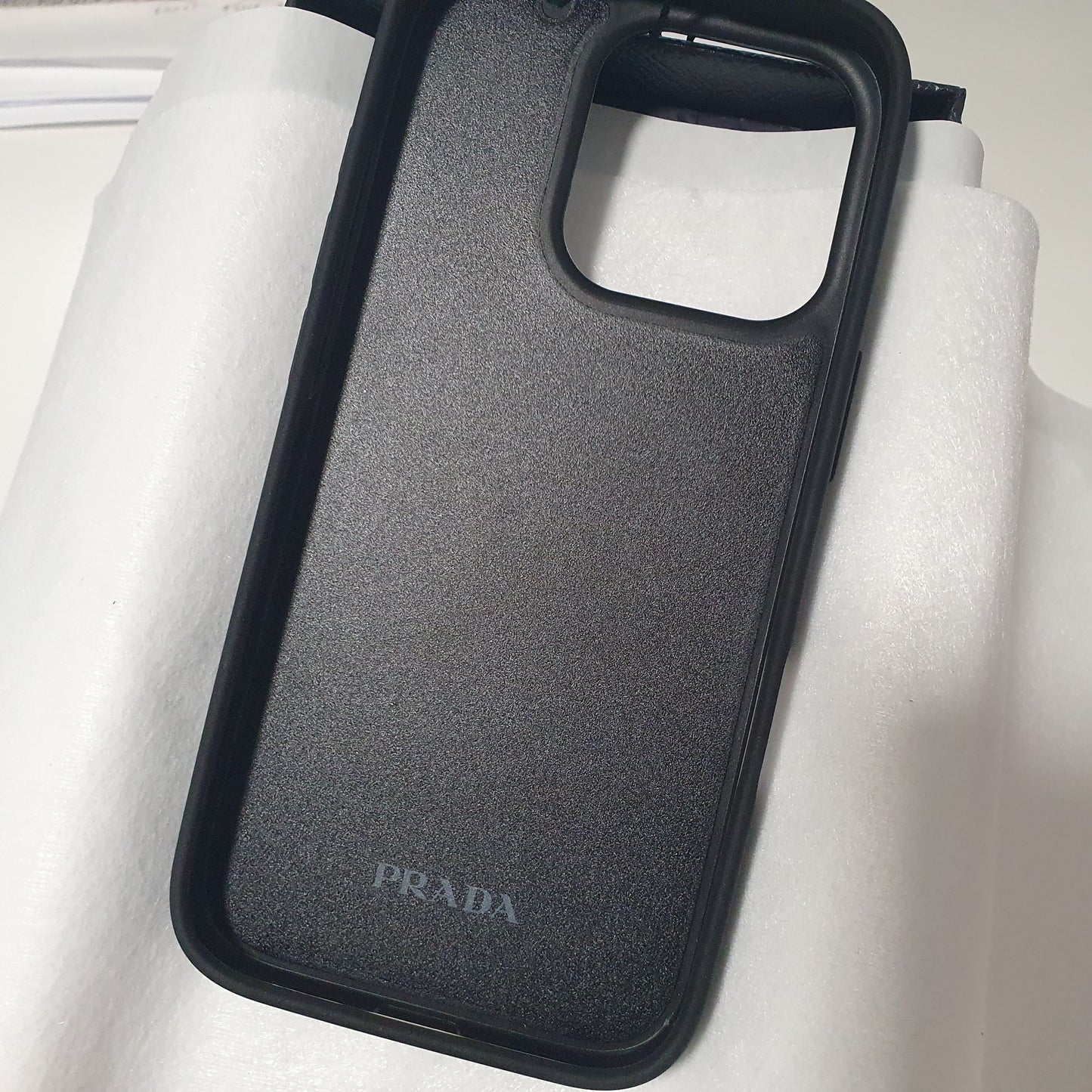 Prada Triangle Logo Saffiano Leather iPhone 16 Pro Case