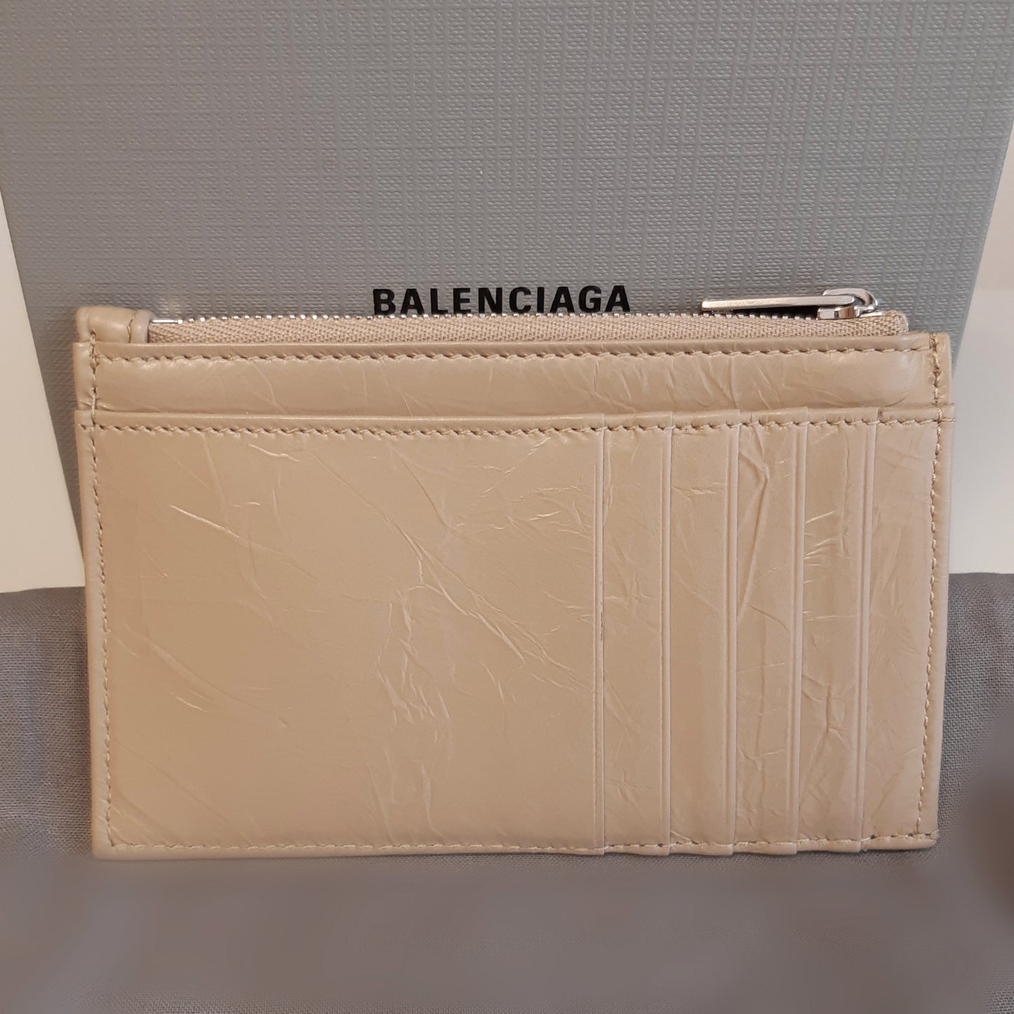 Balenciaga Crush B Logo Leather Coin Card Holder
