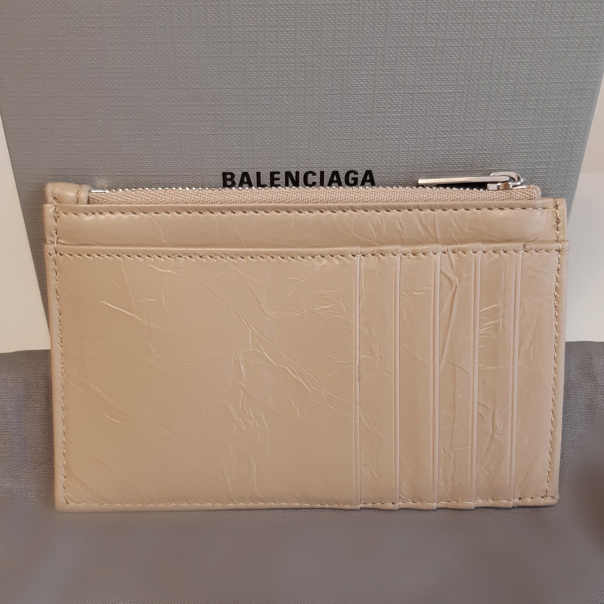 Balenciaga Crush B Logo Leather Coin Card Holder