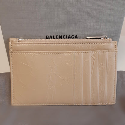 Balenciaga Crush B Logo Leather Coin Card Holder