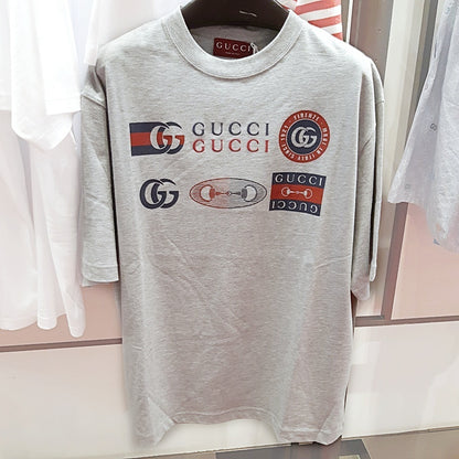 Gucci Motocross Logo Cotton T-Shirt Light Grey 798115 XJHC8 1056