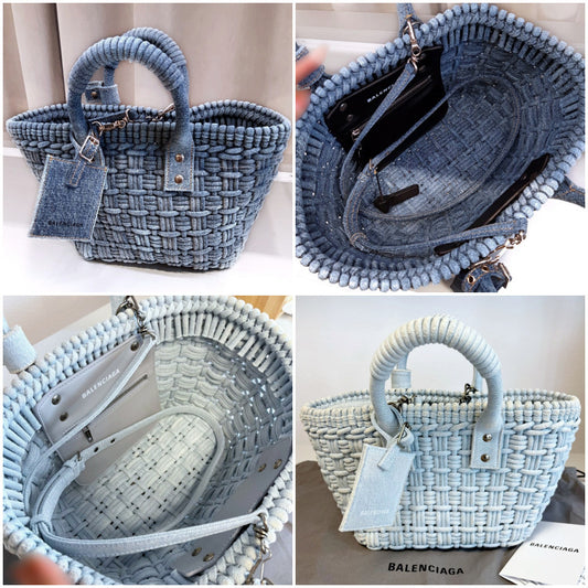 Balenciaga Bistro XS Denim Basket Bag