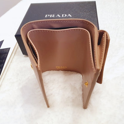 Prada Triangle Logo Calf Leather Folding Wallet