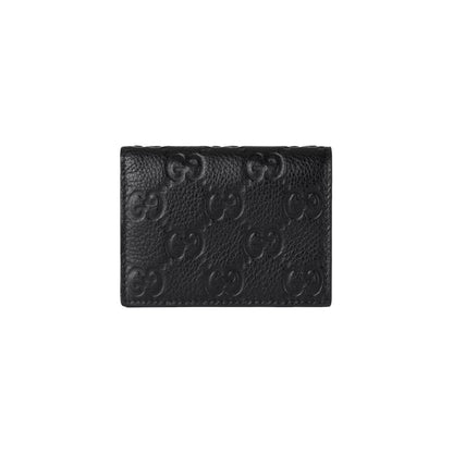 Gucci GG Emblem Leather Folding Wallet Black