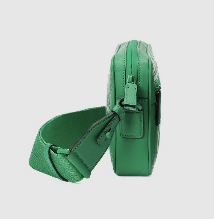 Gucci GG Rubber Effect Leather 3-Way Crossbody Bag Green