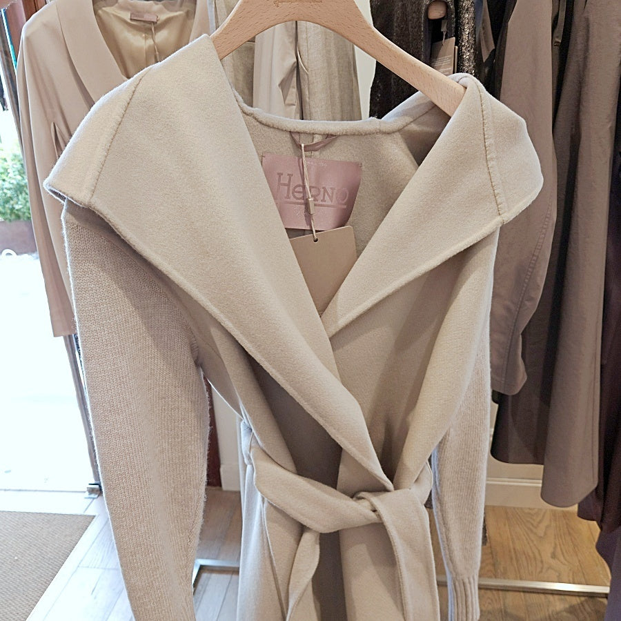 Herno Wool Blend Gown Hooded Coat