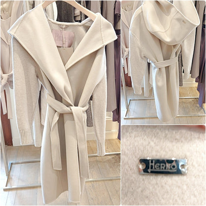 Herno Wool Blend Gown Hooded Coat