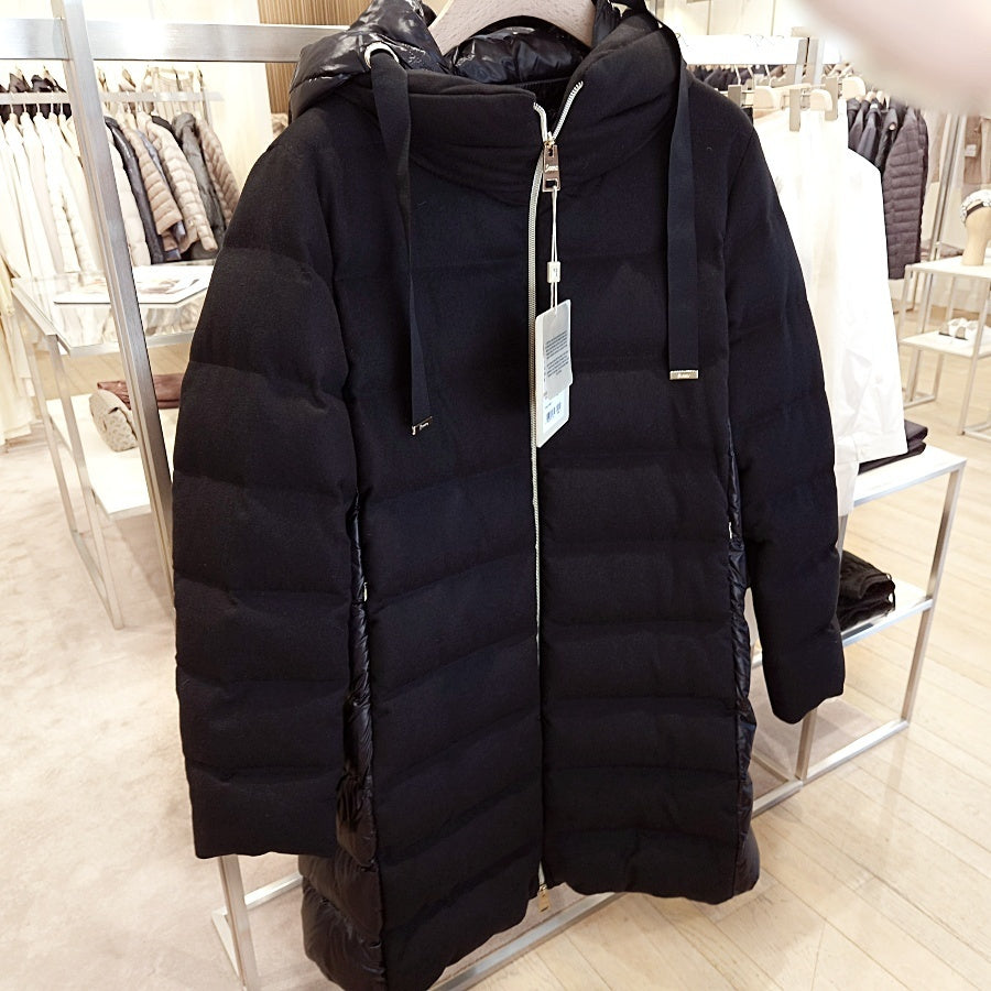 Herno Wool Mixed Media Hooded Down Coat