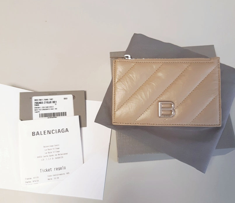 Balenciaga Crush B Logo Leather Coin Card Holder