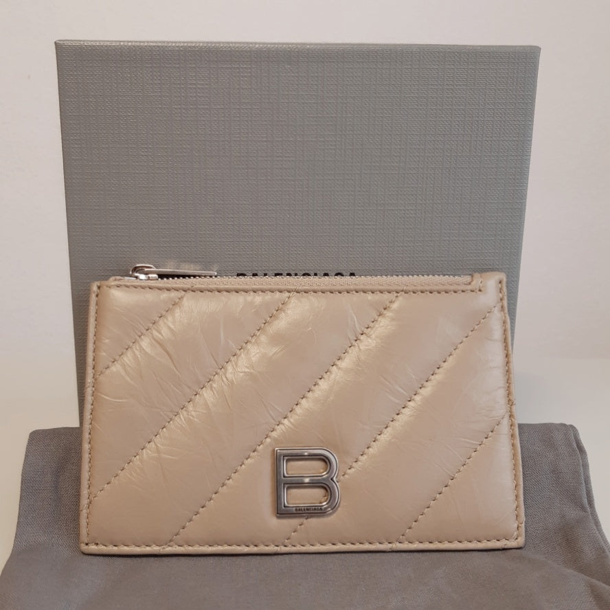 Balenciaga Crush B Logo Leather Coin Card Holder