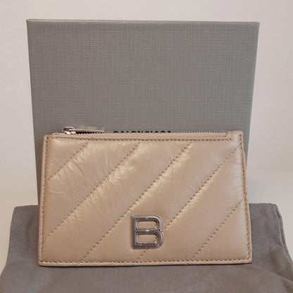 Balenciaga Crush B Logo Leather Coin Card Holder