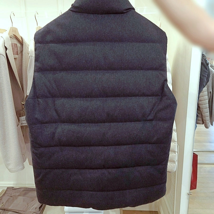 Herno Wool Blend Flannel Stand Collar Down Vest