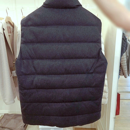 Herno Wool Blend Flannel Stand Collar Down Vest
