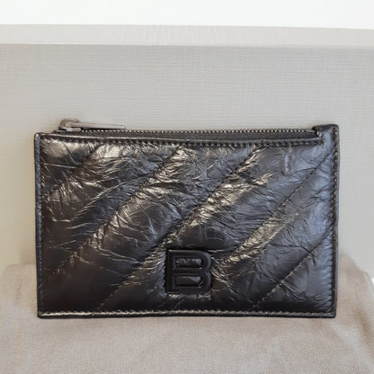 Balenciaga Crush B Logo Leather Coin Card Holder
