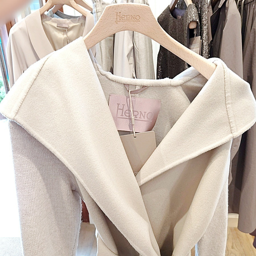 Herno Wool Blend Gown Hooded Coat