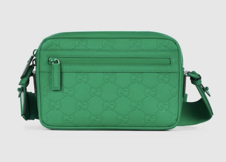 Gucci GG Rubber Effect Leather 3-Way Crossbody Bag Green