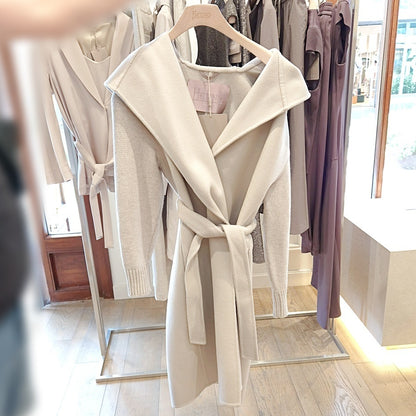 Herno Wool Blend Gown Hooded Coat