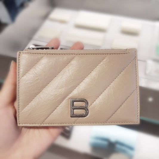 Balenciaga Crush B Logo Leather Coin Card Holder
