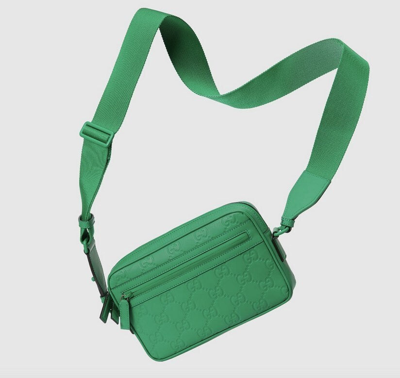 Gucci GG Rubber Effect Leather 3-Way Crossbody Bag Green