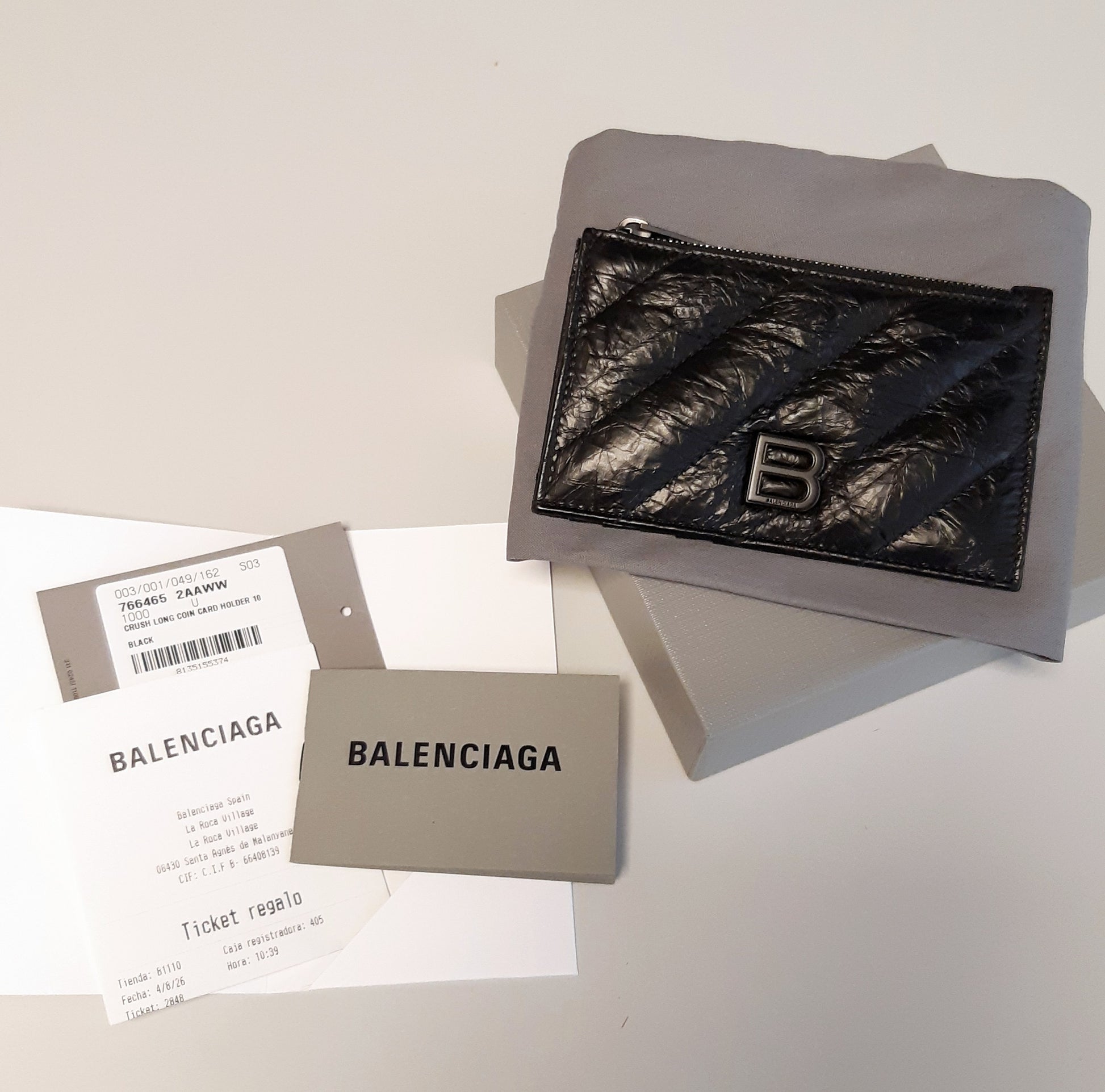 Balenciaga Crush B Logo Leather Coin Card Holder