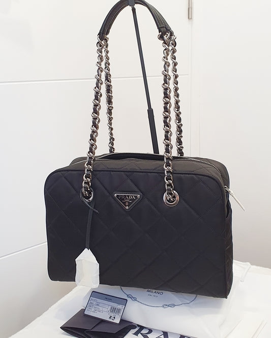 Quilted Nylon Shoulder Bag