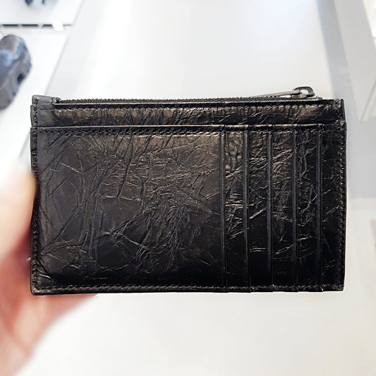 Balenciaga Crush B Logo Leather Coin Card Holder