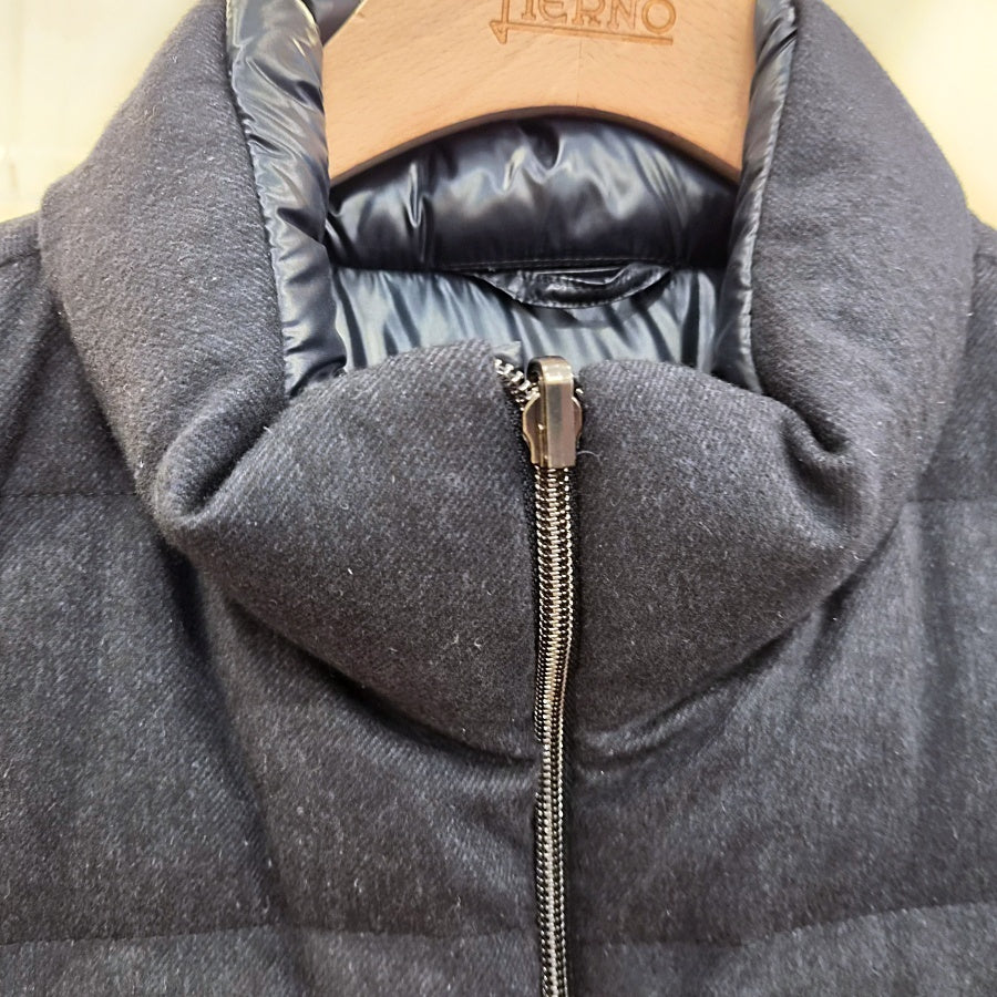 Herno Wool Blend Flannel Stand Collar Down Vest